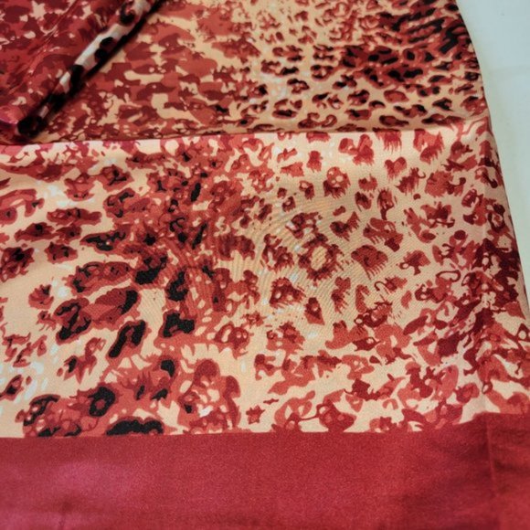 New Maroon Red Animal Print Long Rectangular Scarf - Picture 3 of 4